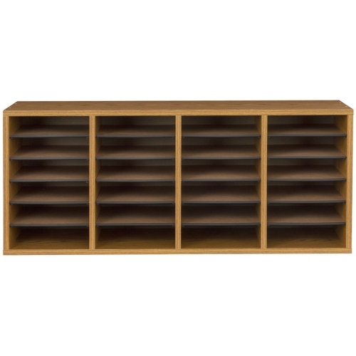 Safco Medium Oak 24 Compartment Wood Adjustable File Organizer