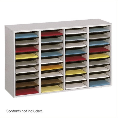 Safco Grey 36 Compartment Wood Adjustable File Organizer