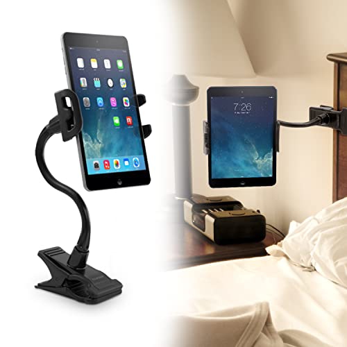 Macally Flexible and Adjustable Gooseneck Clip On Desk or Kitchen Table Holder Clamp Mount for iPad Air / Mini, Tablets, iP...