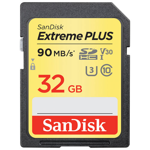 Carte mémoire SDHC Extreme PLUS de 32 Go 90 Mo/s de SanDisk