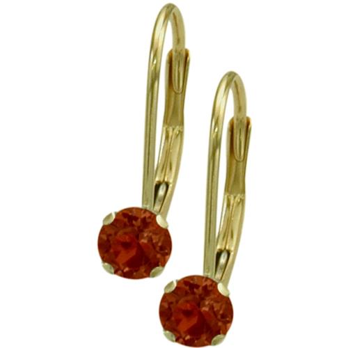 January 10 Karat Yellow Gold Genuine 0.60tcw. 4mm Garnet Leverback Gem Earrings
