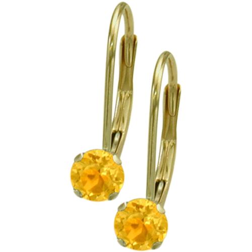 November 10 Karat Yellow Gold Genuine 0.40tcw. 4mm Citrine Leverback Gem Earrings