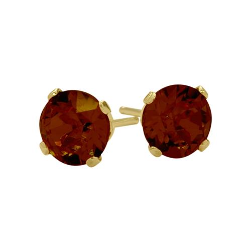 1.10Ct. Genuine 5mm Round Garnet 14 Karat Yellow Gold Stud Earrings