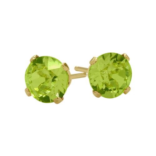 ELITE JEWELS  1.00 Ct. Genuine 5MM Round Peridot 14 Karat Gold Stud Earrings In Yellow