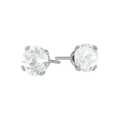 0.65Ct. Genuine 4mm Round White Topaz 14 Karat White Topaz Stud Earrings