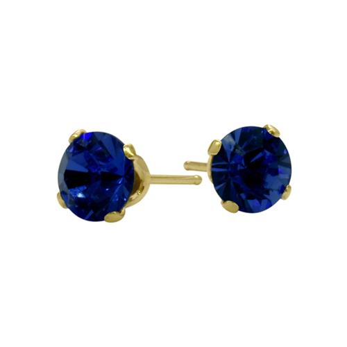 0.60Ct. Genuine 4mm Round Sapphire 14 Karat Yellow Gold Stud Earrings