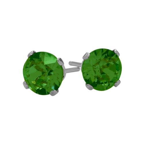 0.90Ct. Created 5mm Round Emerald 14 Karat White Gold Stud Earrings