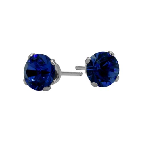 1.20Ct. Created 5mm Round Sapphire 14 Karat White Gold Stud Earrings