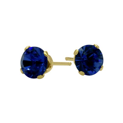 1.20Ct. Created 5mm Round Sapphire 14 Karat Yellow Gold Stud Earrings