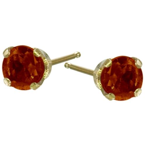 0.26Ct. Genuine Small 3mm Garnet 14 Karat Yellow Gold Round Earrings