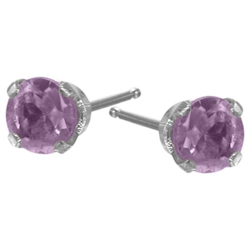0.24Ct. Genuine Small 3mm Rhodolite 14 Karat White Gold Round Earrings