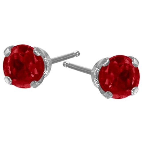 Image 1 of 1.. 0.30Ct. Genuine Small 3mm Ruby 14 Karat White Gold Round Earrings