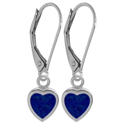 September 2.00 Carat Created Sapphire White 14 Karat Gold Heart Leverback Earrings