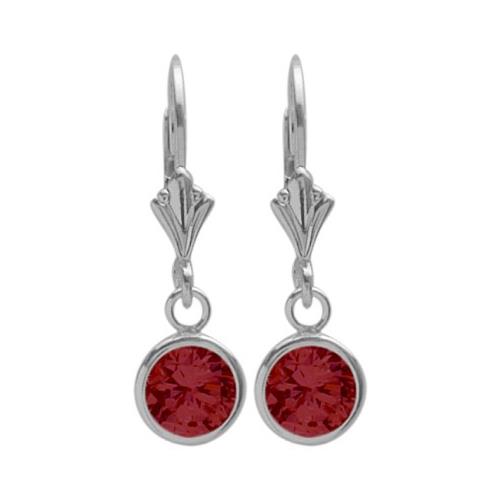 Sterling Silver 1.10 Carat 6mm Created Ruby Round Leverback Earrings