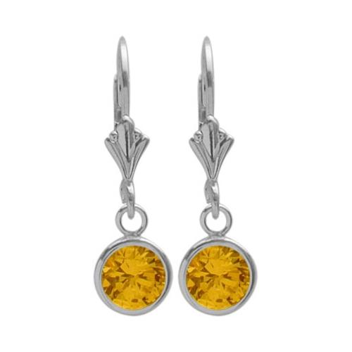 Sterling Silver 0.80 Carat 6mm Genuine Citrine Round Leverback Earrings