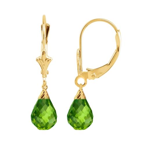 Created Emerald 1.20 Carat 10 Karat Yellow Gold Briolette Earrings