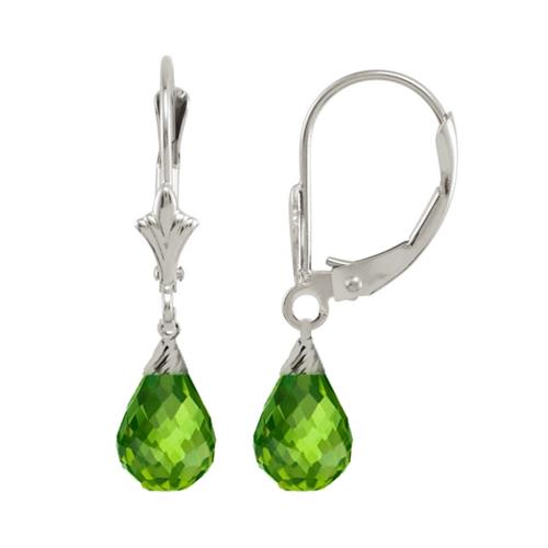 Created Emerald 1.20 Carat 10 Karat White Gold Briolette Earrings