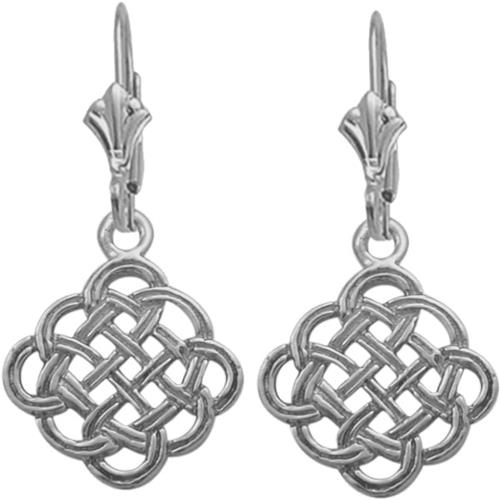 10 Karat White Gold Celtic Knot Earrings
