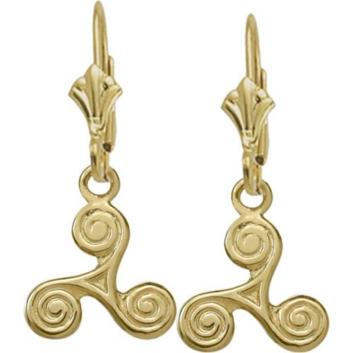 Image 1 of 1.. 10 Karat Yellow Gold Triskele Celtic Earrings