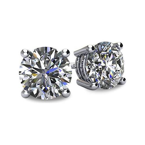 Image 1 of 1.. 0.25tcw 14 Karat White Gold Screwback Round Brilliant Cut Certified SI2 - I1, GHI Colour, Good Cut Diamond Earrings