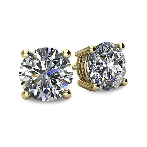 0.33tcw 14 Karat Yellow Gold Screwback Round Brilliant Cut Certified I1 - I2, HI Diamond Earrings