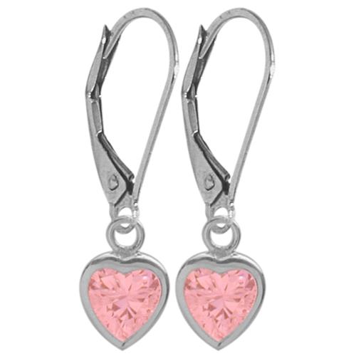 Created 2.60tcw. Pink Tourmaline 14K White Gold Heart Earrings