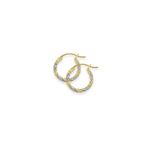 Two-Toned 3/5 Inch Gold Hoop Earrings