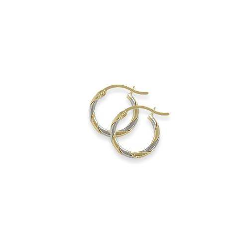 Image 1 of 1.. High Polish Two-Toned 3/5 Inch Gold Hoop Earrings