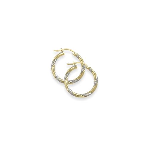 Intertwining Two-Toned 1 Inch Gold Hoop Earrings