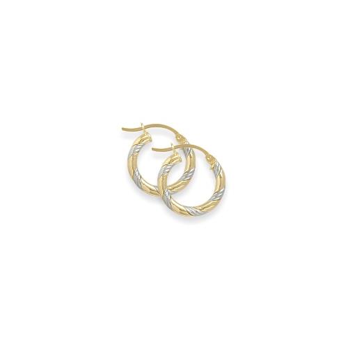 Two-Toned 3/5 Inch Intertwining Gold Hoop Earrings