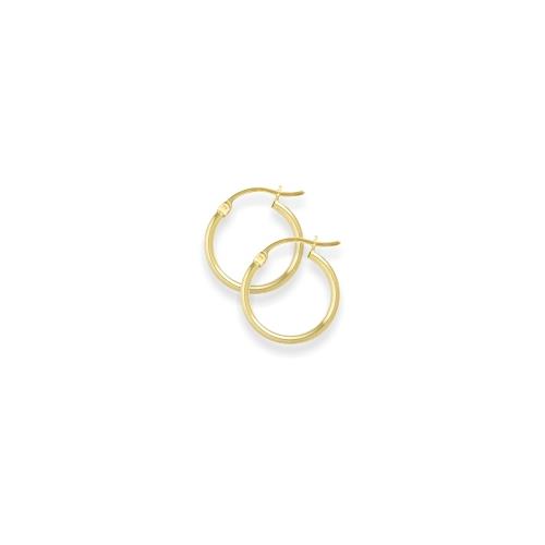 7/8 Inch Traditional Yellow Gold Hoop Earrings