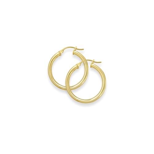 1 2/5 Inch Traditional Yellow Gold Hoop Earrings