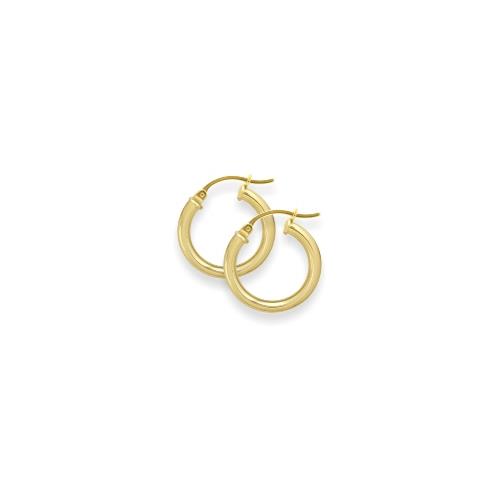 6/8 Inch Traditional Thick Yellow Gold Hoop Earrings