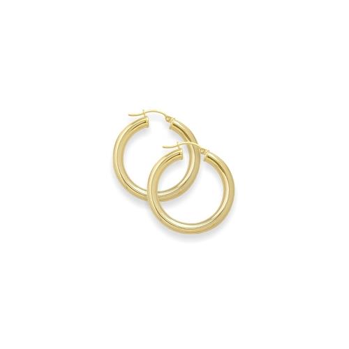 1 2/5 Inch Traditional Yellow Thick Gold Hoop Earrings