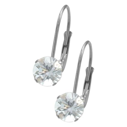 April Sterling Silver 1.10tcw. 5mm White Topaz Leverback Gem Earrings