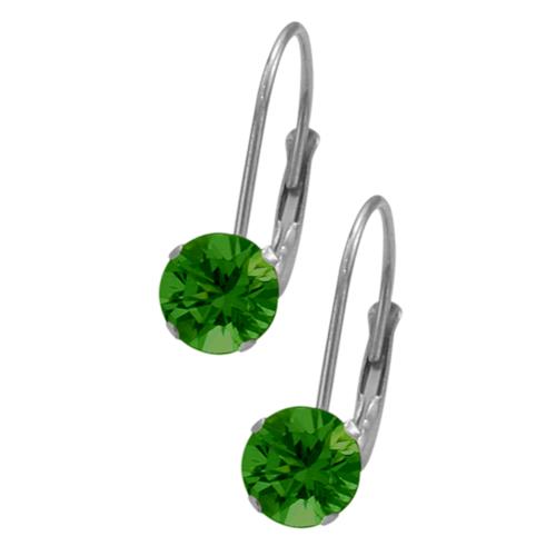 May 10K White Gold 0.90tcw. 5mm Emerald Leverback Gem Earrings