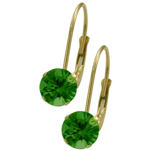 May 10K Yellow Gold 0.90tcw. 5mm Emerald Leverback Gem Earrings