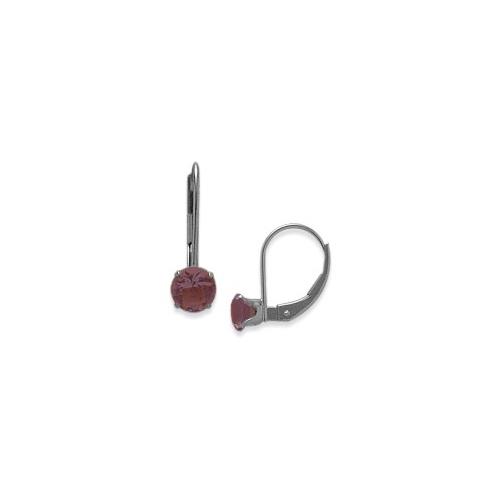 June 14K White Gold 1.14tcw. 5mm Rhodolite Leverback Gem Earrings