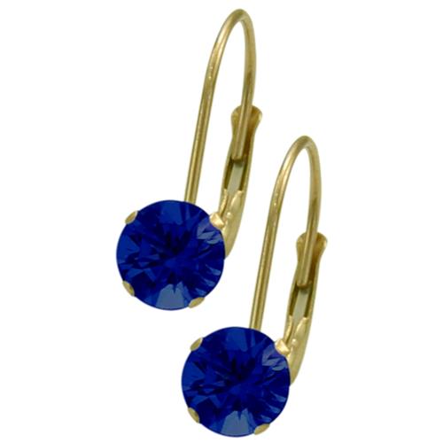September 10K Yellow Gold 1.10tcw. 5mm Sapphire Leverback Gem Earrings