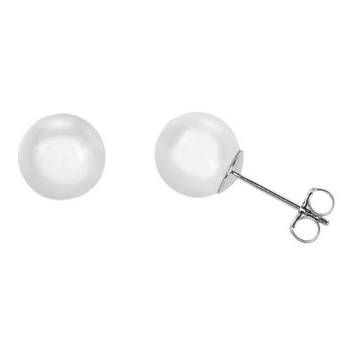 Ladies Sterling Silver 6mm - 6.5mm White Cultured Pearl Earrings