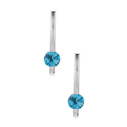 Sterling Silver 1.10 Carat Genuine Blue Topaz Drop Style Stud Earrings