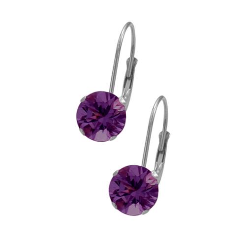 6mm SWAROVSKI Elements Leverback Purple Crystal Earrings