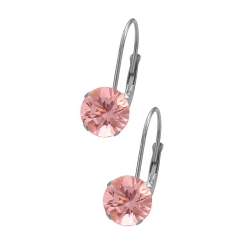 6mm SWAROVSKI Elements Leverback Light Pink Crystal Earrings