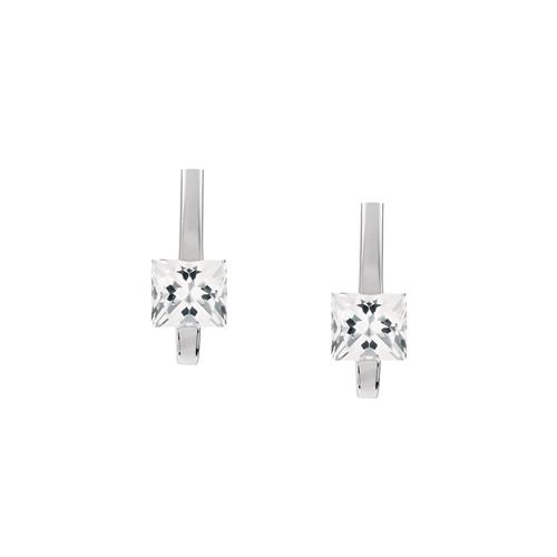 Sterling Silver Genuine 1.30 tcw. 5mm White Topaz Drop Style Square earrings