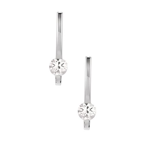 Sterling Silver Genuine 1.10 tcw. 5mm White Topaz Drop Style Round earrings