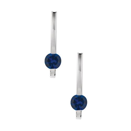 Sterling Silver 1.10 tcw. 5mm Created Sapphire Drop Style Round earrings