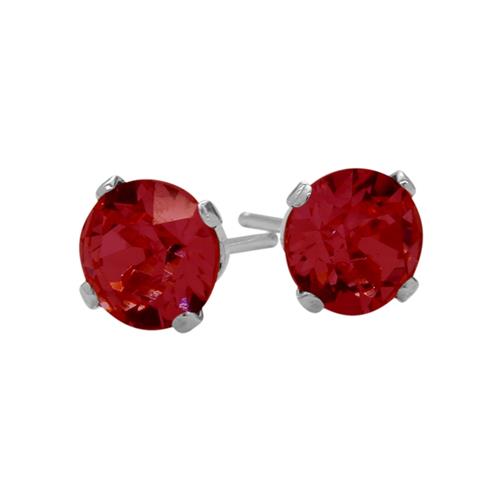 Sterling Silver 1.10 Carat 5mm Round Created Ruby Stud Earrings
