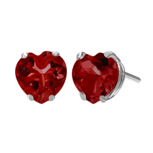 Sterling Silver 1.80 Carat 6mm Heart Created Ruby Stud Earrings