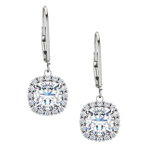 Sterling Silver Genuine 1.60 tcw. 6mm White Topaz & Created White Sapphire Leverback Halo Earrings