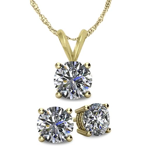 Elite Jewels 18 " Gold Topaz 1.65 carat Necklace and Earrings Set